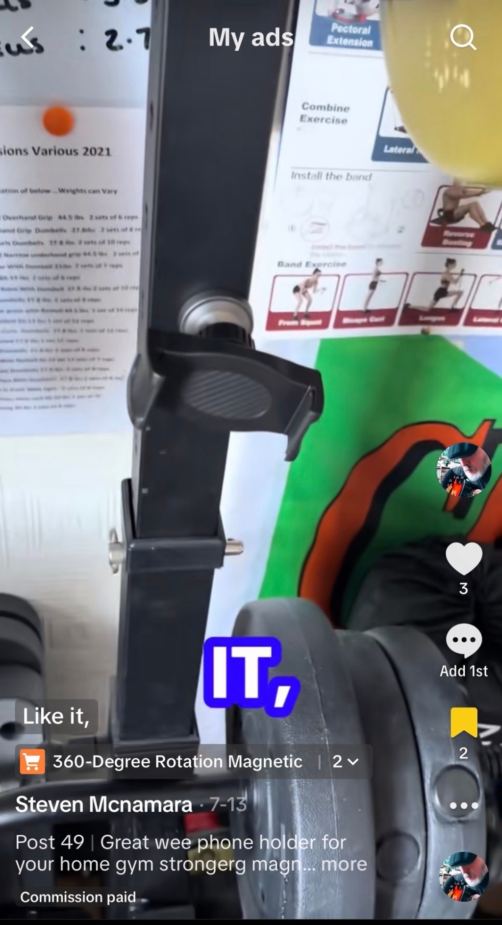 Phone holder for home&nbsp;gym