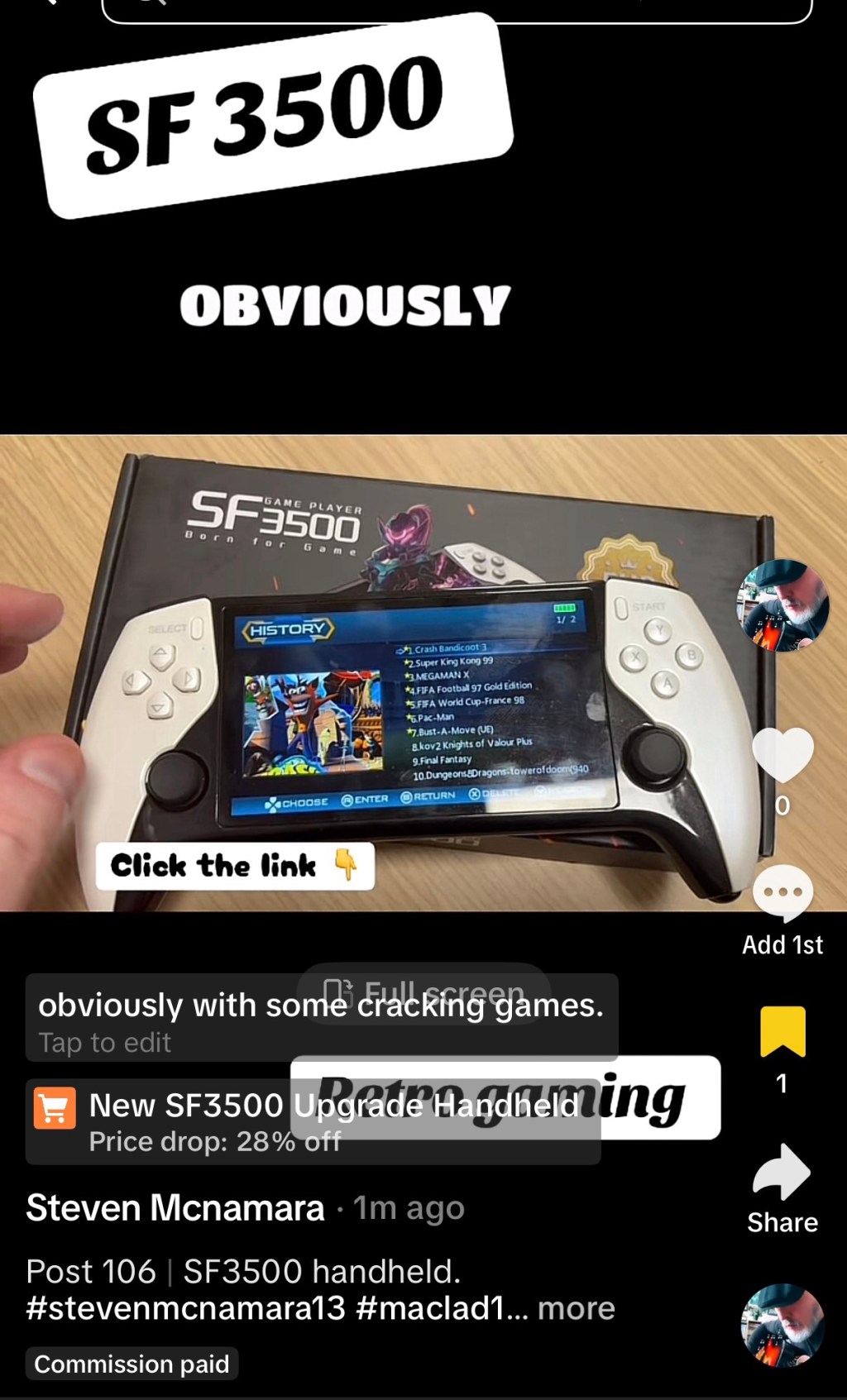 SF3500 game console handheld